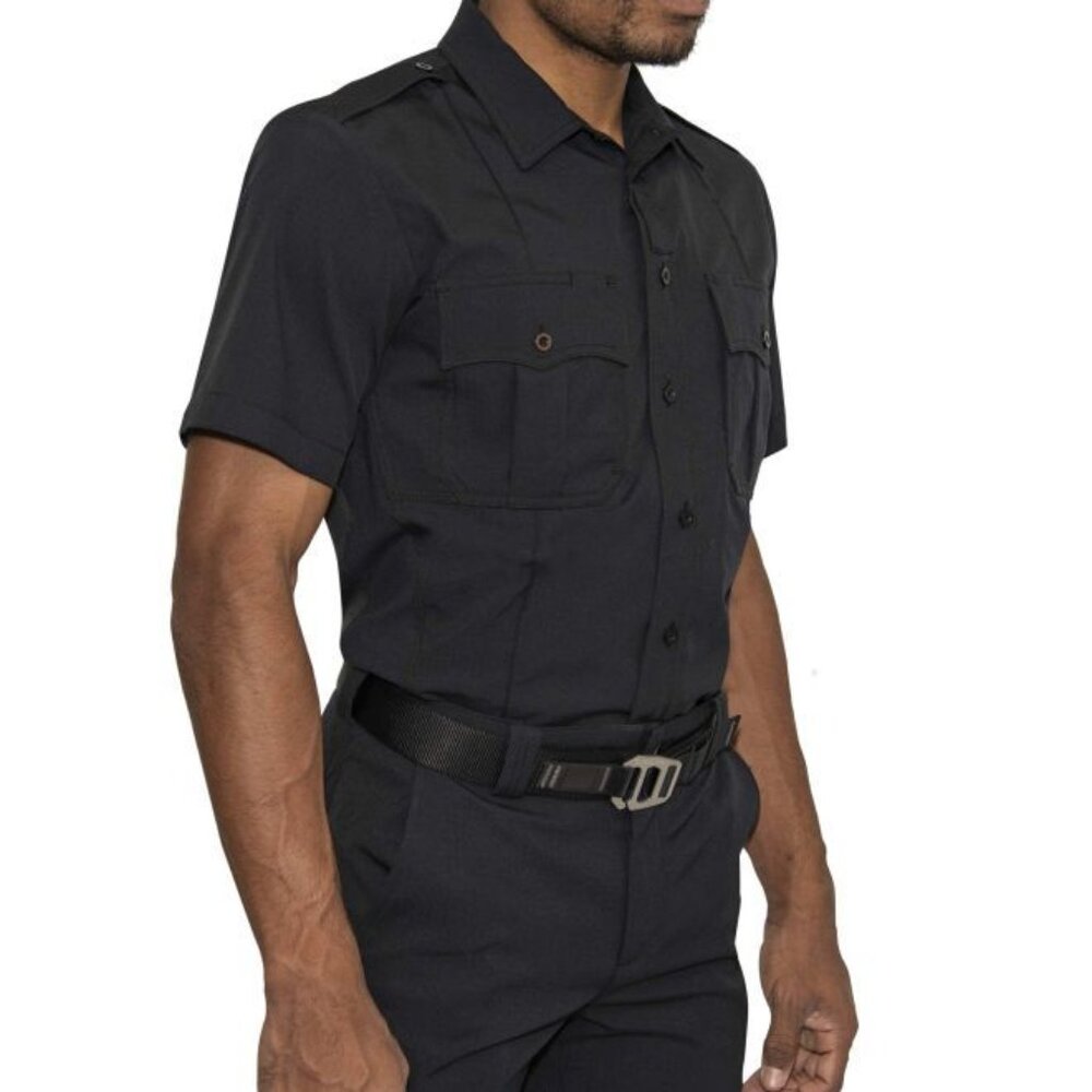 Blauer Short Sleeve Full Zip Faux Button Mens L Military Style Uniform Shirt